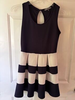 Flashing Lights navy and white knee length dress size medium preppy academia